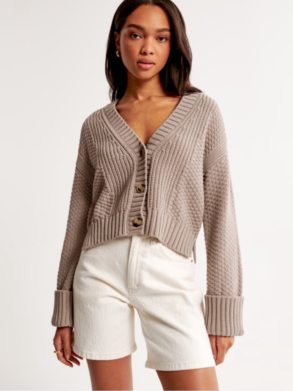 A&F Cameron seed stitch cardigan L